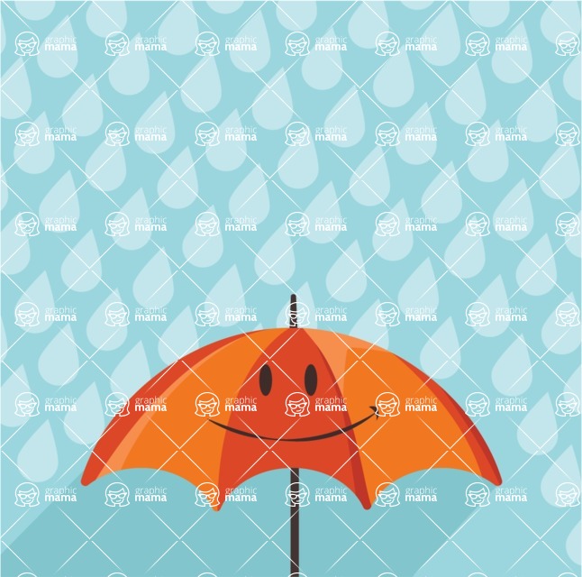 Nature Backgrounds, Patterns and Frames Themed Graphic Collection - Rainy Background with Umbrella